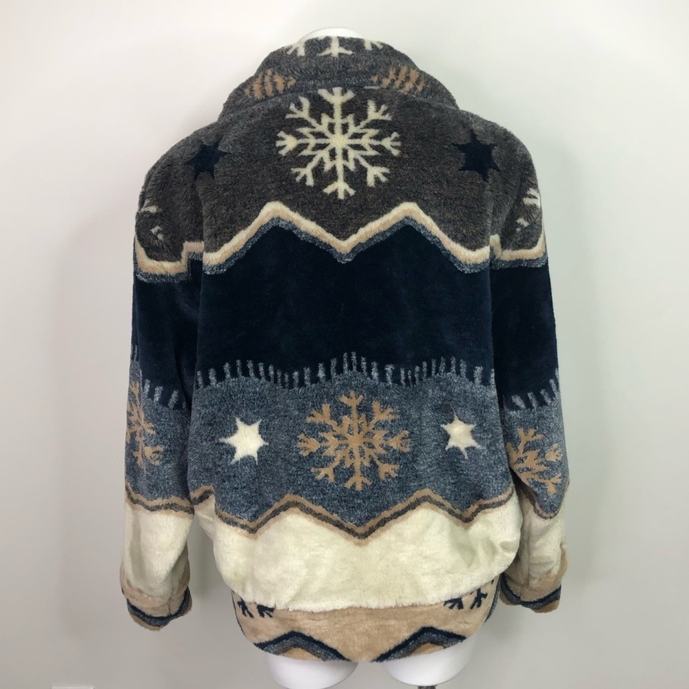 Vintage New Zealand Greatmates - Women's Faux Fur Zip-Up Coat - Blue/Multi S - Picture 8 of 12